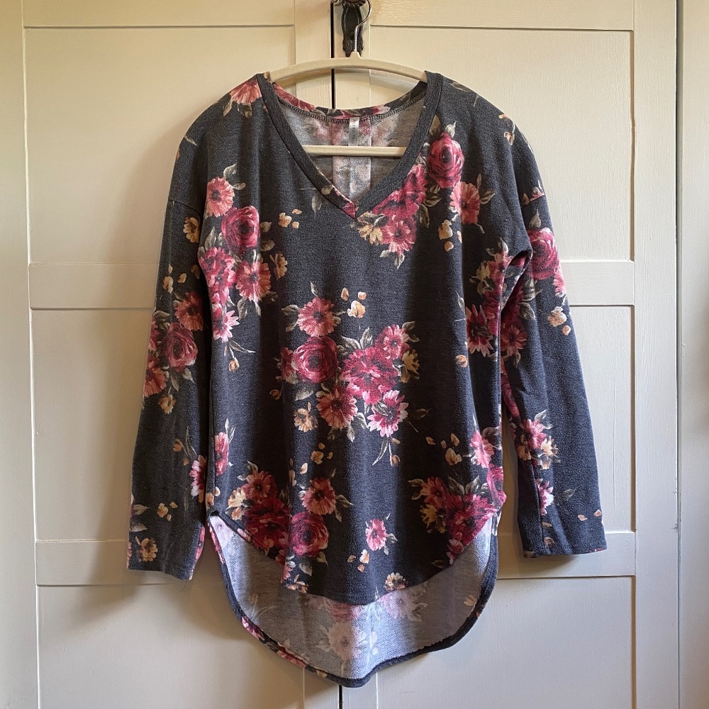 Floral High Low Terry Top